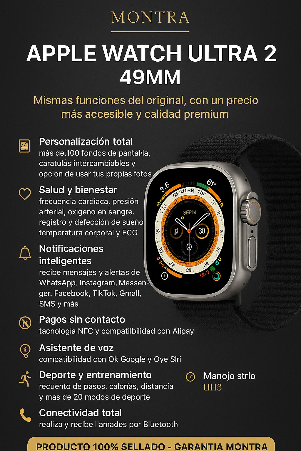 🥇 Apple Watch Ultra 2 – 49mm NUEVA VERSION MEJORADA!! ENVIO GRATIS