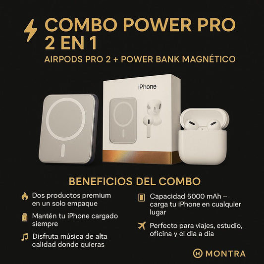 Combo Power Pro 2 en 1 – AirPods Pro 2 + Power Bank Magnético ENVIO GRATIS!!